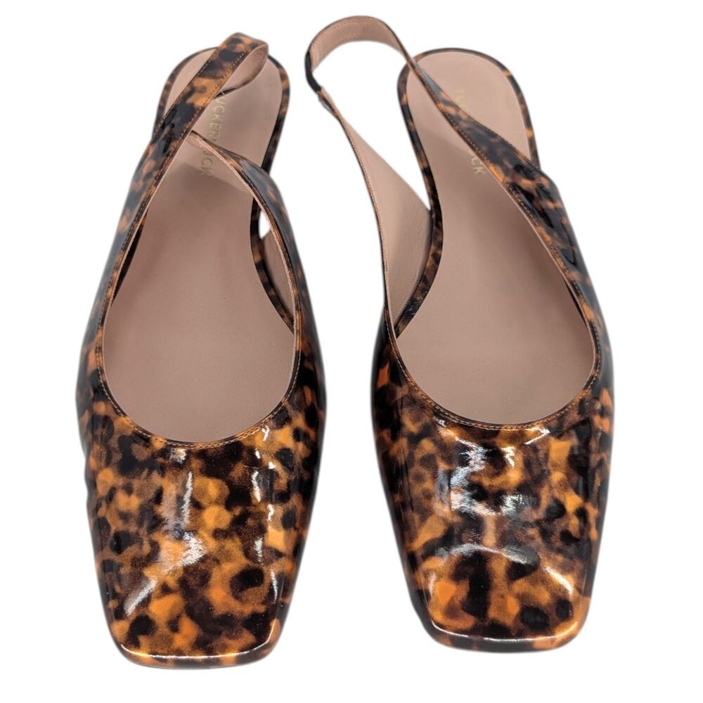 Tuckernuck Liv Slingback Flats Tortoise Patent Leather Square Toe 9.5 - Picture 3 of 8
